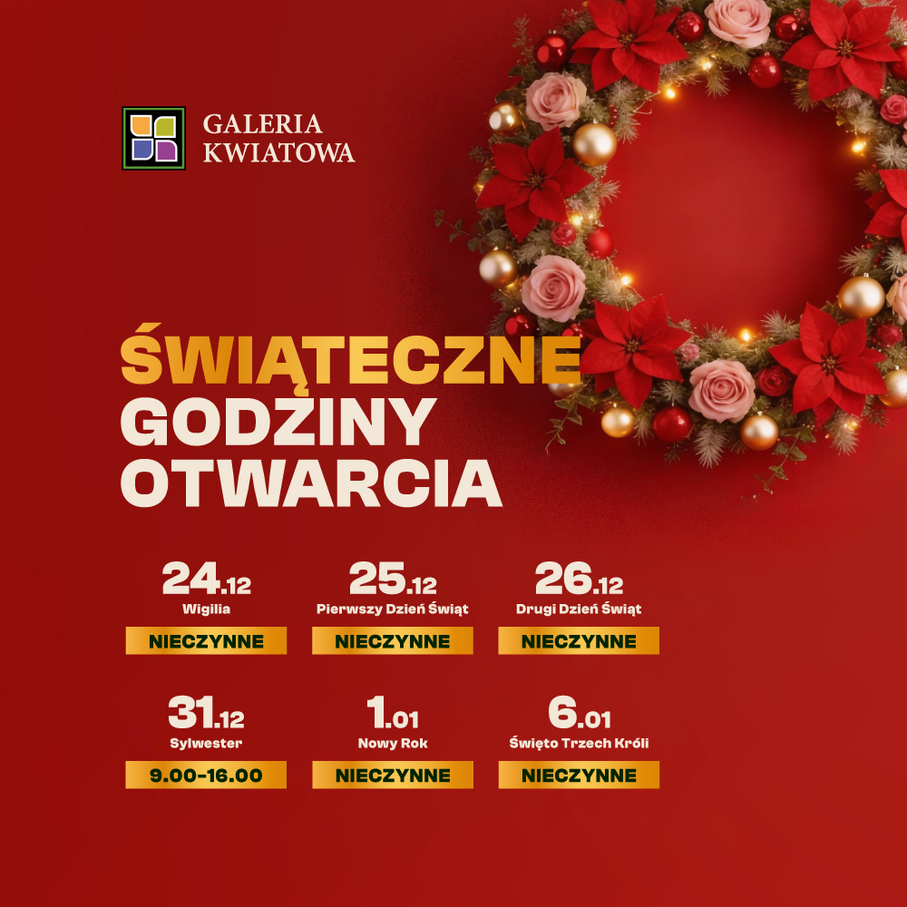 Godziny otwarcia Galerii w okresie Świątecznym 